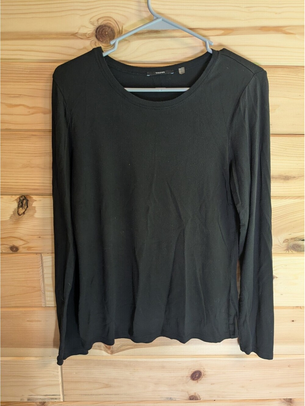 Tahari Women’s S Black Long Sleeve Scoop Neck Knit Modal Blend Basic Top